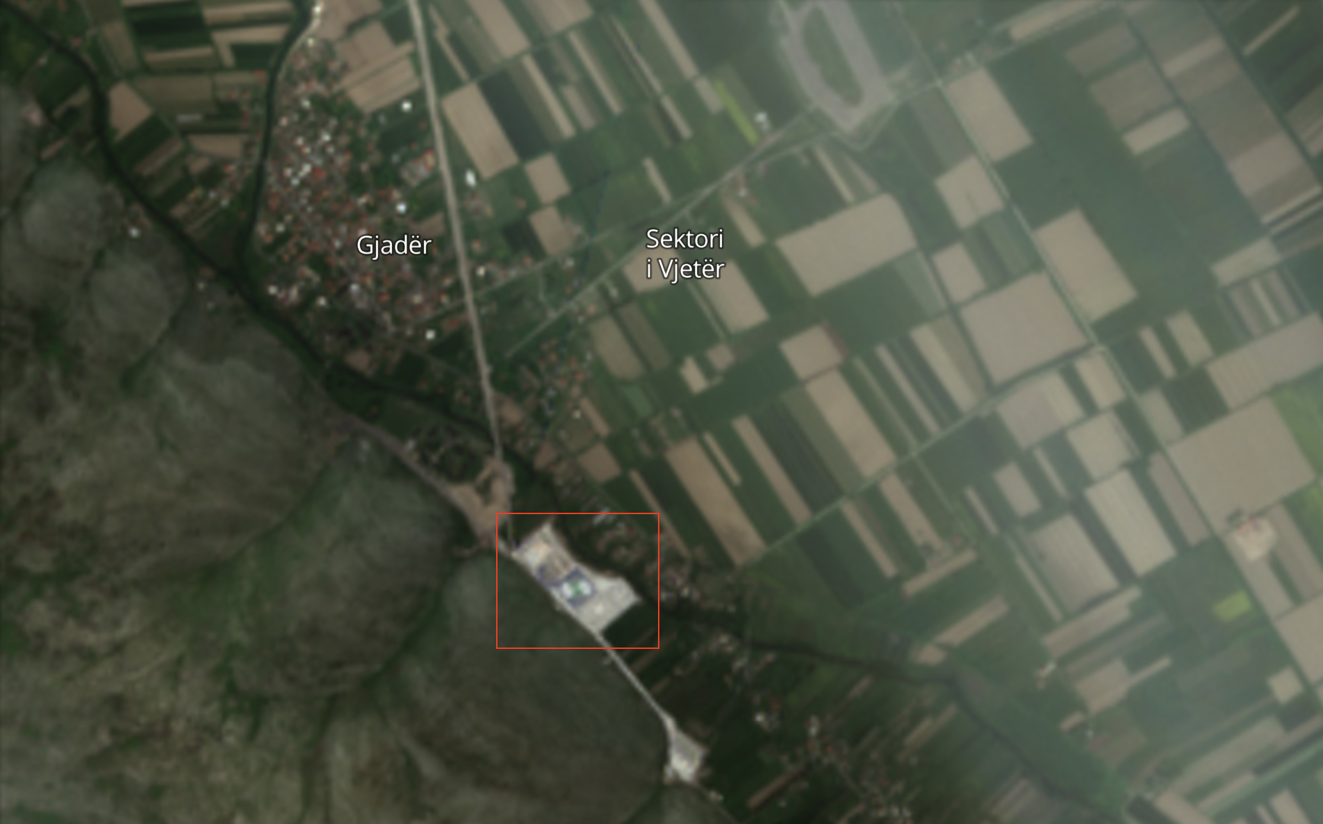 Satellite image showing Italy's detention centre in Gjäder, Albania