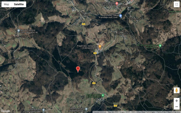 The location about 5 km south of Novo Mesto where the transit group was first apprehended by Slovenian police.
